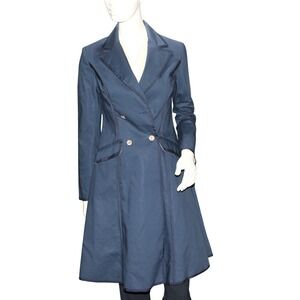 Nordstrom Navy Tailored Fit & Flare Trench-Style Coat Size 2